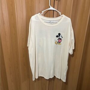 Cream T-Shirt with Mickey Mouse Graphic
